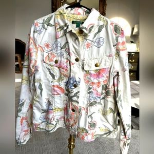 Ralph Lauren Denim Jacket White Flower
